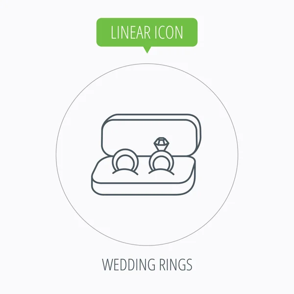 Wedding rings icon. Jewelry with diamond sign. — Stock Vector