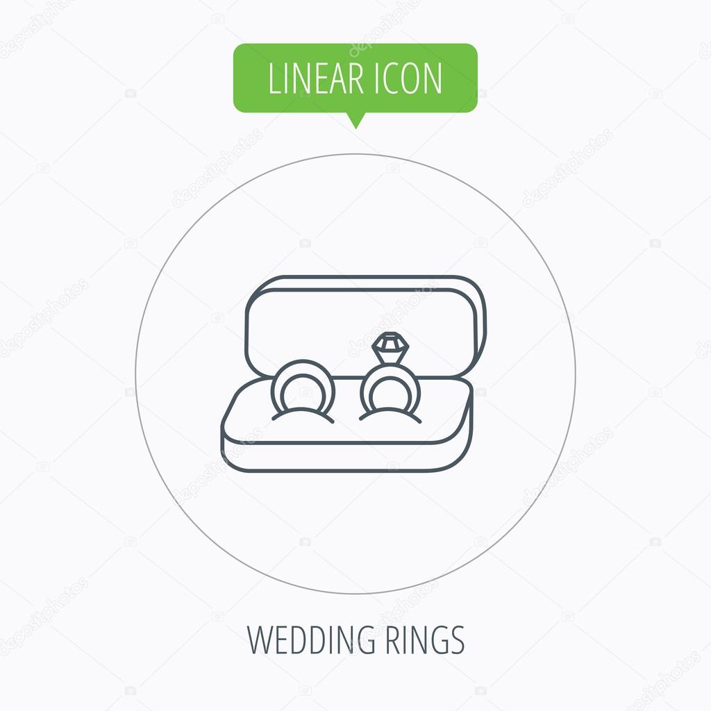 Wedding rings icon. Jewelry with diamond sign.