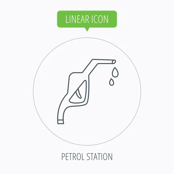 Benzinové čerpadlo tryska ikona. Čerpací stanice znamení. — Stockový vektor