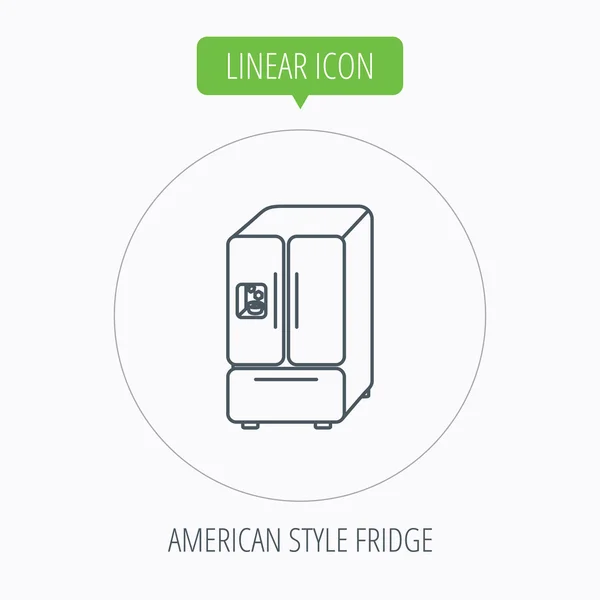 American fridge icon. Refrigerator with ice sign — Stock Vector