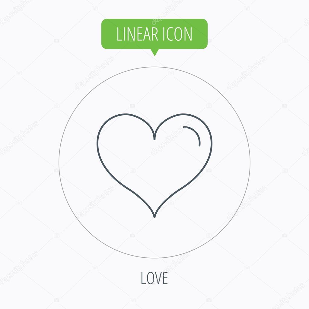 Love heart icon. Life sign. Linear outline circle button. Vector