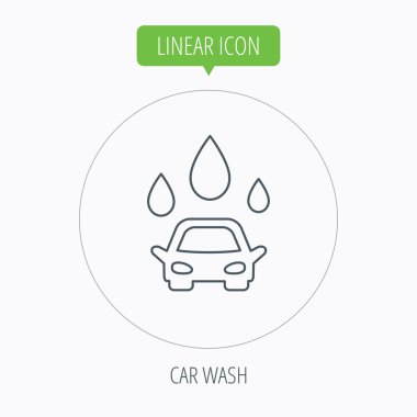 Oto yıkama simgesi. Temizleme İstasyonu su damlaları ile
