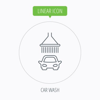 Oto yıkama simgesi. Duş işareti ile Temizleme İstasyonu