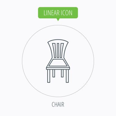 Sandalye simge. Koltuk mobilya işareti.