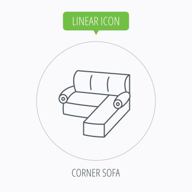 Köşe kanepe simgesi. Rahat kanepenin işareti.