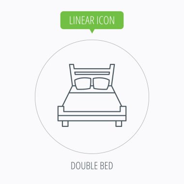 Çift Kişilik Yatak simgesi. Uyku simgesi.