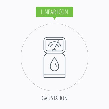 Benzin istasyonu simgesi. Benzin yakıt pompası işareti.
