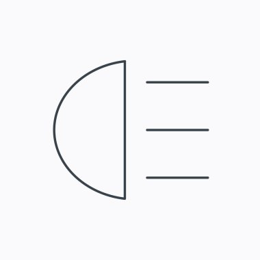 Farları simgesi. Uzak ışık araba işareti.