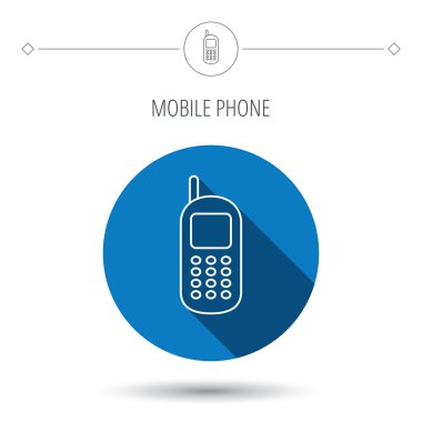 Hareket eden telefon simgesi. Anten işareti ile cep telefonu.