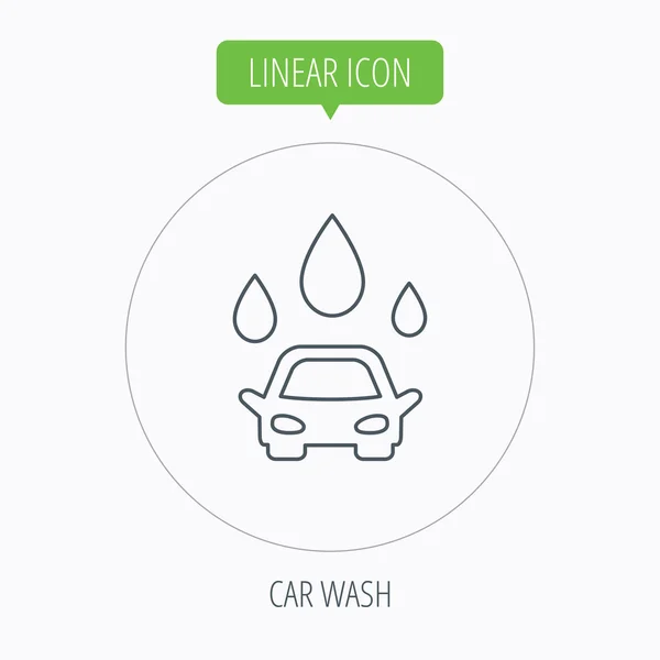 Icône de lavage de voiture. Station de nettoyage avec gouttes d'eau — Image vectorielle