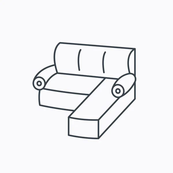 Di sudut ikon sofa. Tanda sofa yang nyaman . - Stok Vektor