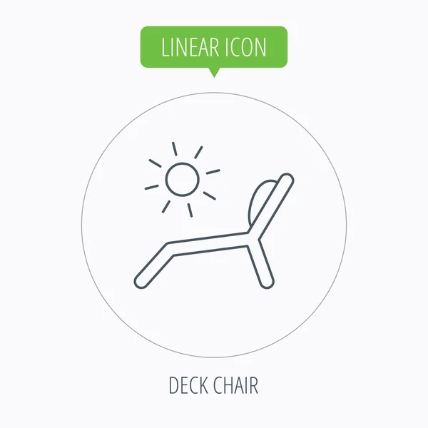 Ikon kursi dek. Beach chaise tanda kesepian . - Stok Vektor