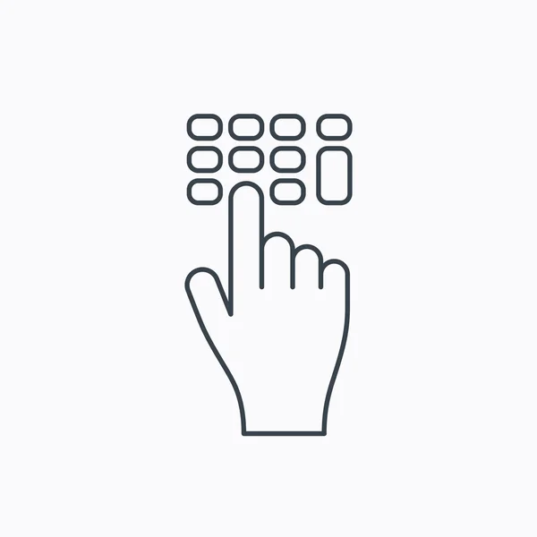 Enter pin code icon. Click hand pointer sign. — Stock Vector