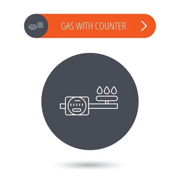 Gas teller pictogram. Pijp met Vuurteken. — Stockvector