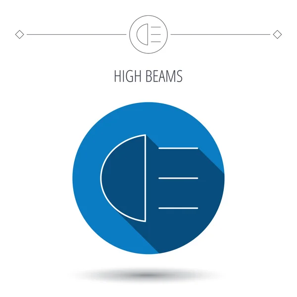 높은 아이콘입니다. 먼 빛 자동차 로그인. — 스톡 벡터