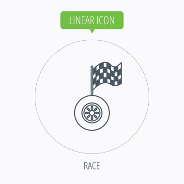 Yarış simgesi. Bayrak işareti racing ile tekerlek.