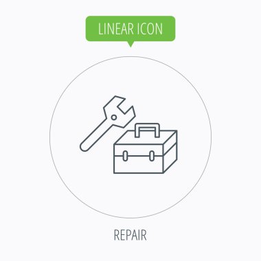 Onarım araç kutusu simgesi. İngiliz anahtarı anahtar işareti.