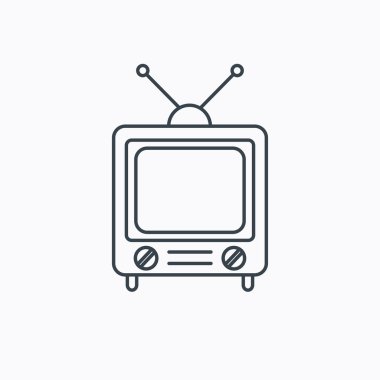 Retro tv simgesi. Televizyon anteni işareti ile.