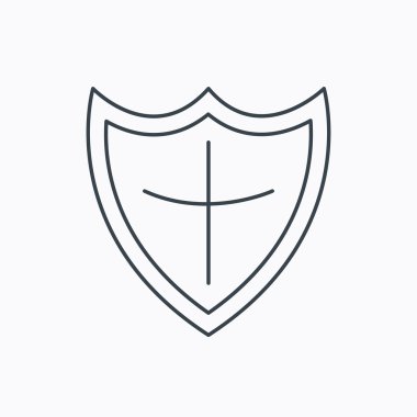 Kalkan kutsal kişilerin resmi. Koruma işareti.