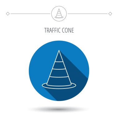 Trafik koni simgesi. Yol uyarı işareti.