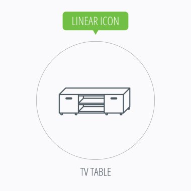 TV masa standı simgesi. Televizyon mobilya işareti.