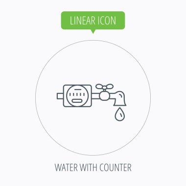 Su sayaç simgesi. Damla işaretiyle boru.