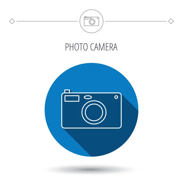 Εικονίδιο κάμερας φωτογραφία. Φωτογράφος εξοπλισμός σημάδι. — Διανυσματικό Αρχείο