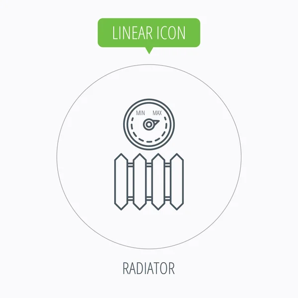 Radiateur avec icône de régulateur. Panneau chauffant . — Image vectorielle