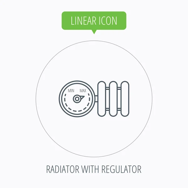 Radiador com ícone regulador. Sinal do aquecedor . — Vetor de Stock