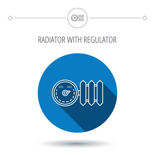 Radiator met regelgever pictogram. Kachel teken. — Stockvector