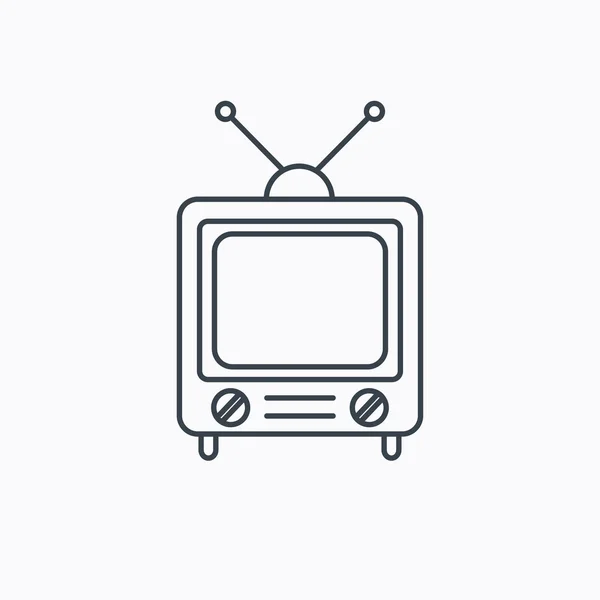 Retro tv pictogram. Televisie met antenne teken. — Stockvector