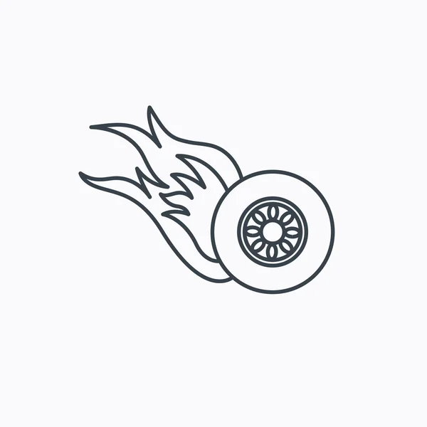 Icône de roue brûlante. Vitesse ou signe Race . — Image vectorielle