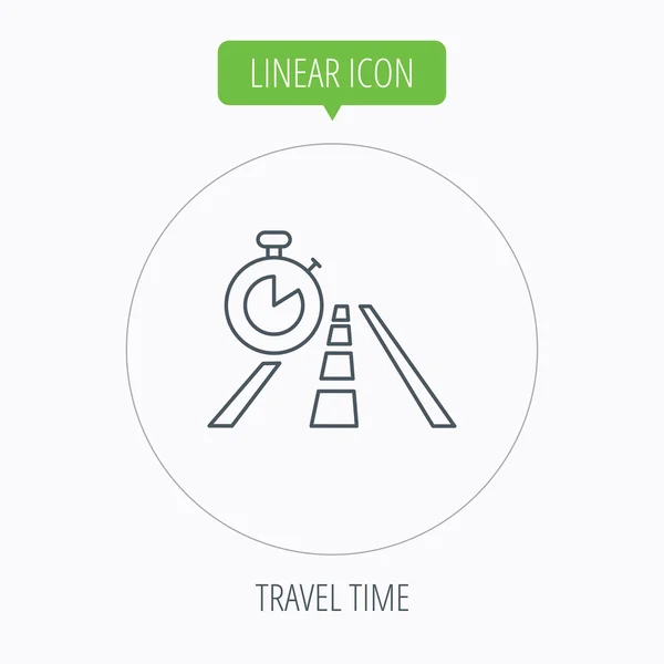 Travel time icon. Road with timer sign. — Stock Vector