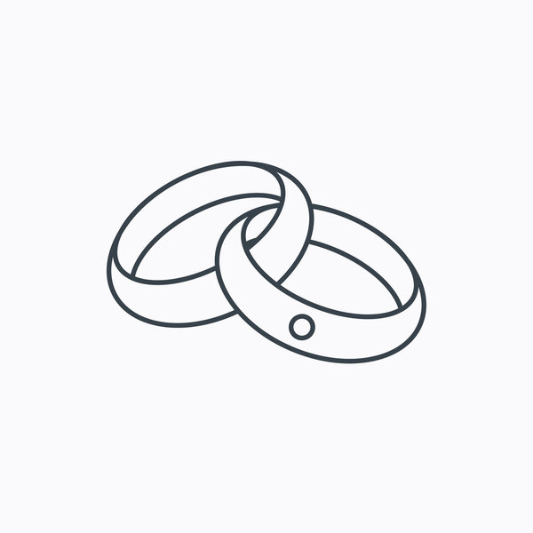 Wedding rings icon. Bride and groom jewelery.