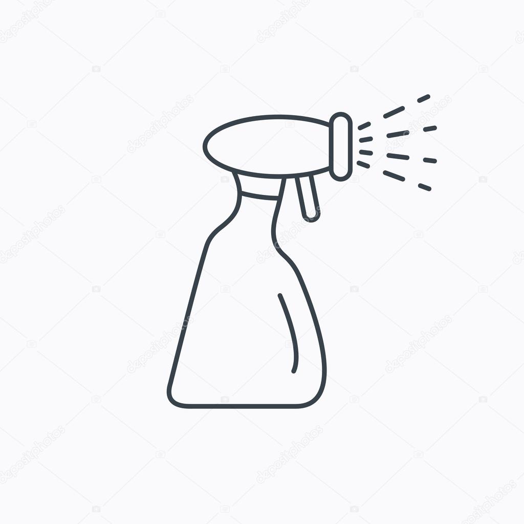 Cleaning spray bottle icon. Washing tool sign. Linear outline icon on white background. Vector