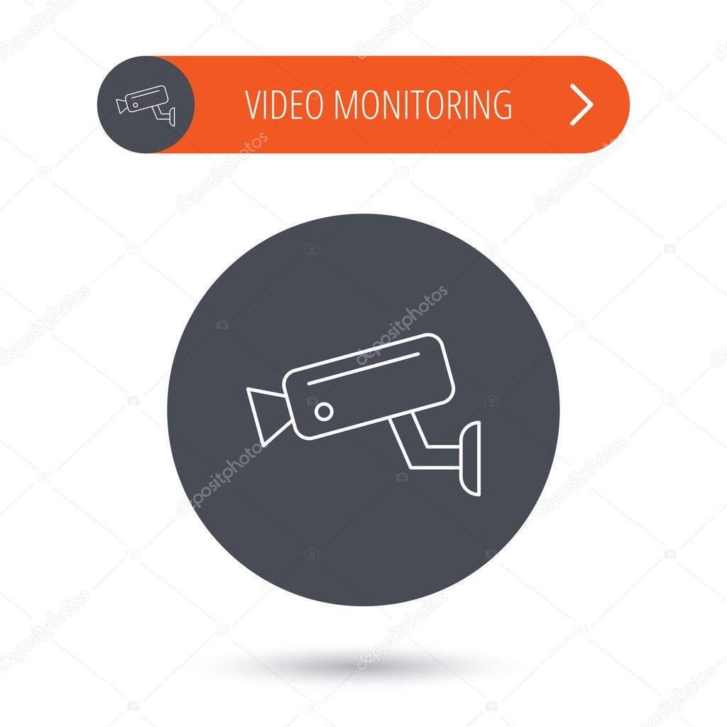 Video monitoring icon. Camera cctv sign.