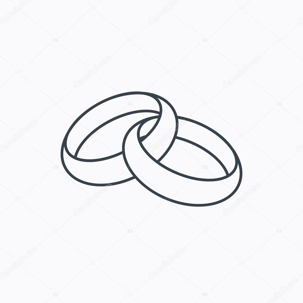 Wedding rings icon. Bride and groom jewelery.