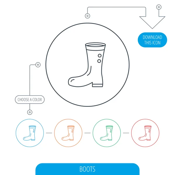 Laarzen pictogram. Tuin rubber schoenen teken. — Stockvector