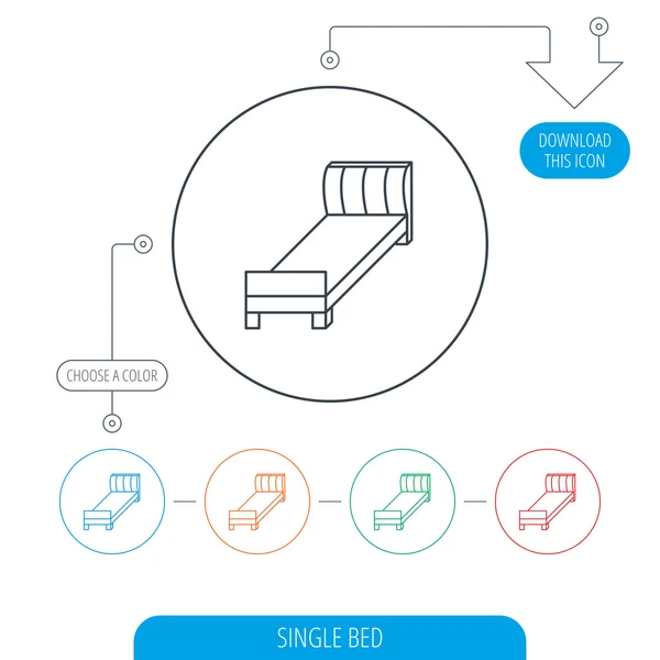 Single bed icon. Bedroom furniture sign. — Stock Vector