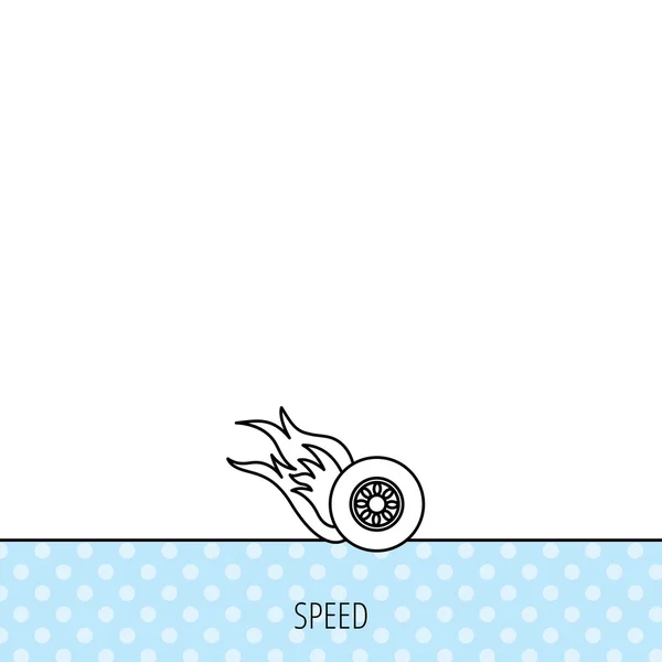 Icona della ruota ustionante. Segno di velocità o corsa . — Vettoriale Stock