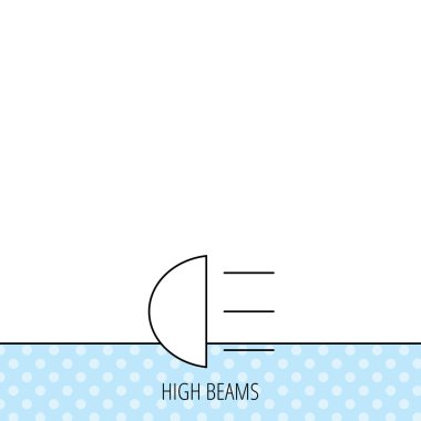 Farları simgesi. Uzak ışık araba işareti.