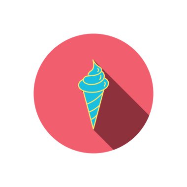 Dondurma simgesi. Şekerli tatlı waffle koni.