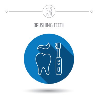 Fırçalama diş simgesi. Elektrikli diş fırçası işareti.