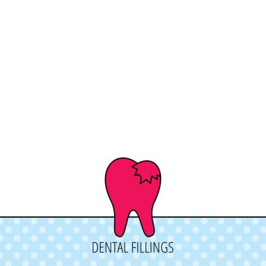 Diş dolguları simgesi. Diş restorasyon işareti.