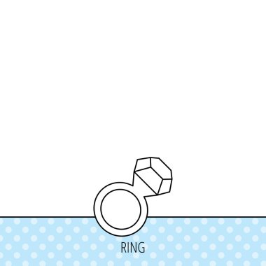 Elmas simgesi ile halka. Mücevherat ve mucevherler işareti.