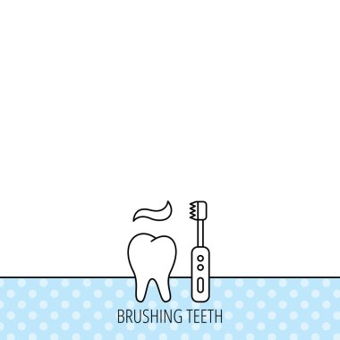 Fırçalama diş simgesi. Elektrikli diş fırçası işareti.
