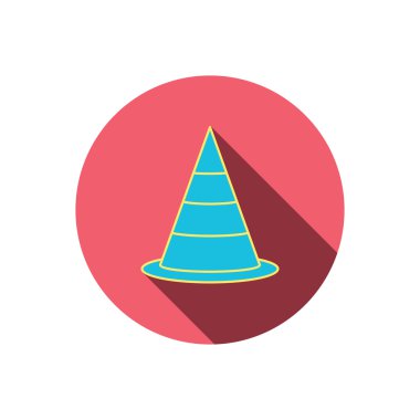 Trafik koni simgesi. Yol uyarı işareti.