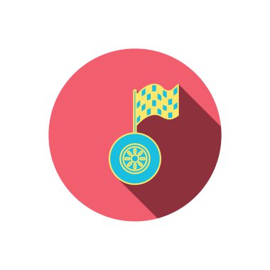 Yarış simgesi. Bayrak işareti racing ile tekerlek.