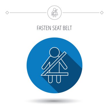 Emniyet kemeri simgesi bağlayın. İnsan siluet işareti.