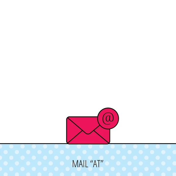Ícone de e-mail de envelope. Mensagem de e-mail com sinal AT . —  Vetores de Stock